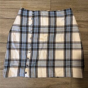 Plaid Button-Front Skirt